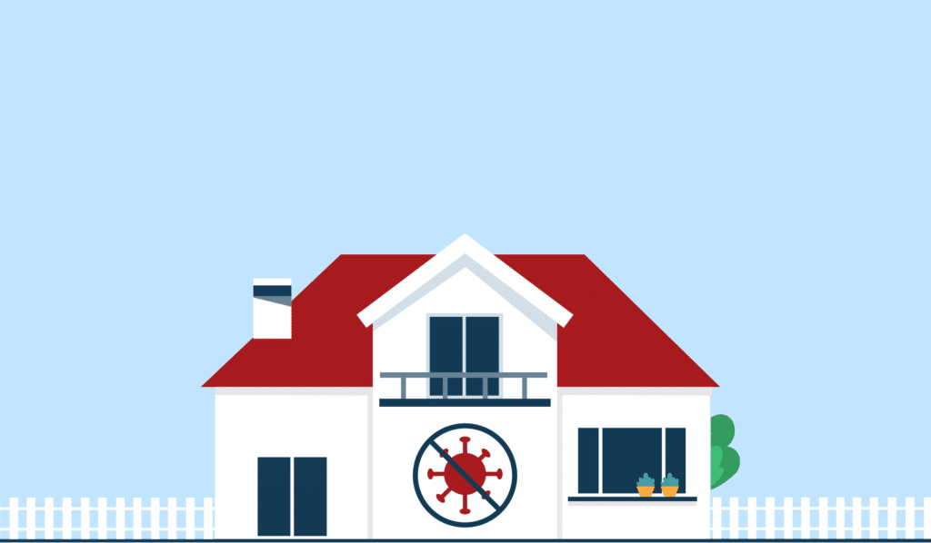 Haus mit Corona verboten Symbol