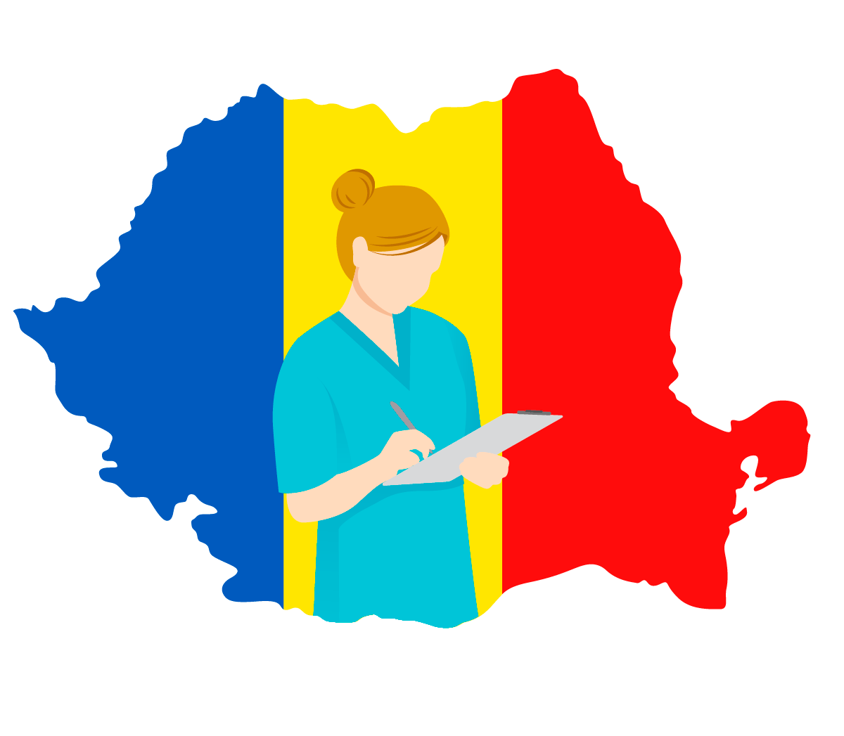 Pflegekraft vor rumänischer Flagge