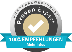 Bewertungssiegel - 100 Prozent Kundenempfehlung bei Proven Expert